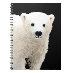 Polar Bear Cub Painting - Original Wildlife Art Spiral Notebook