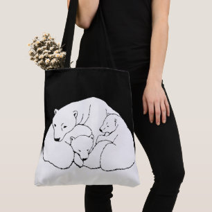 Polar Bear & Cub Tote Bag Bear Art Shopping Bag