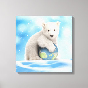 Polar Bear Cub World Canvas Print