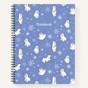 Polar Bear Cubs and Snowflakes - Personalise - Notebook