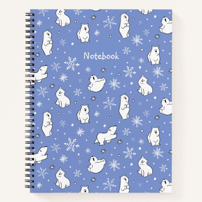Polar Bear Cubs and Snowflakes - Personalise - Notebook (Front)