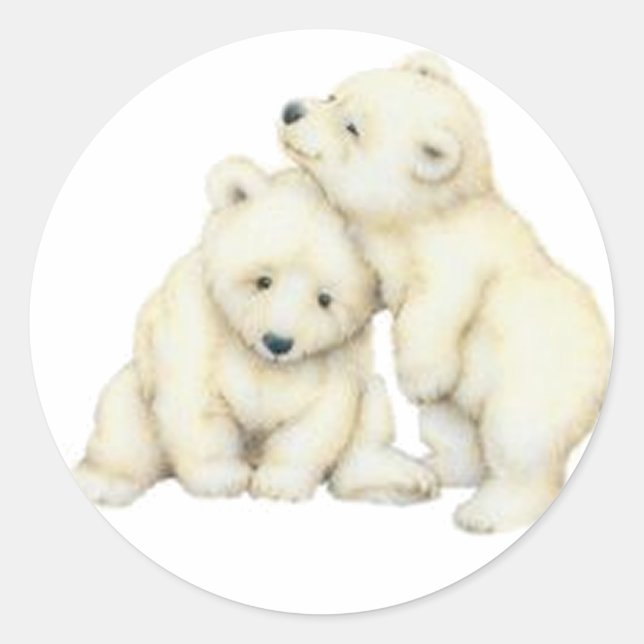 Polar Bear Cubs Classic Round Sticker (Front)