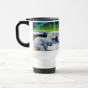 Polar Bear Cubs Playing in Snow Fantasy Art Mug