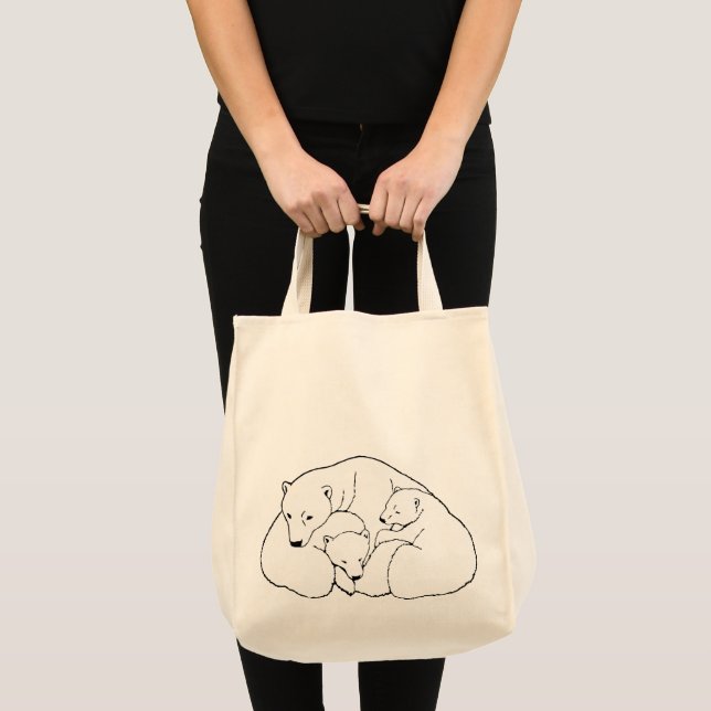 Polar Bear & Cubs Tote Bags Bear Art Bags (Front (Product))