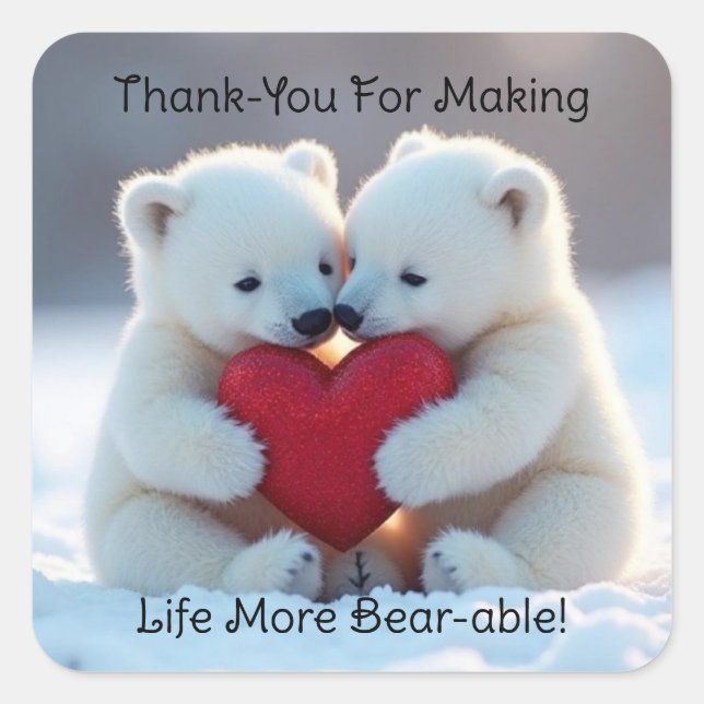 Polar Bear Cubs With Heart Sticker (Front)