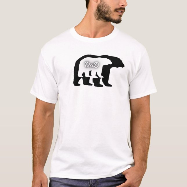 Polar Bear Dad Silhouette White Minimal Tee (Front)