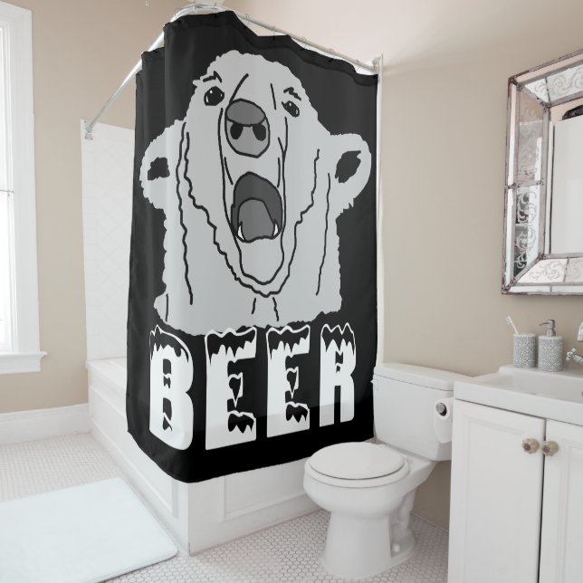 Polar Bear Dark Shower Curtain (In Situ)