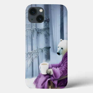 Polar Bear Drinking Coffee iPhone 13 Case