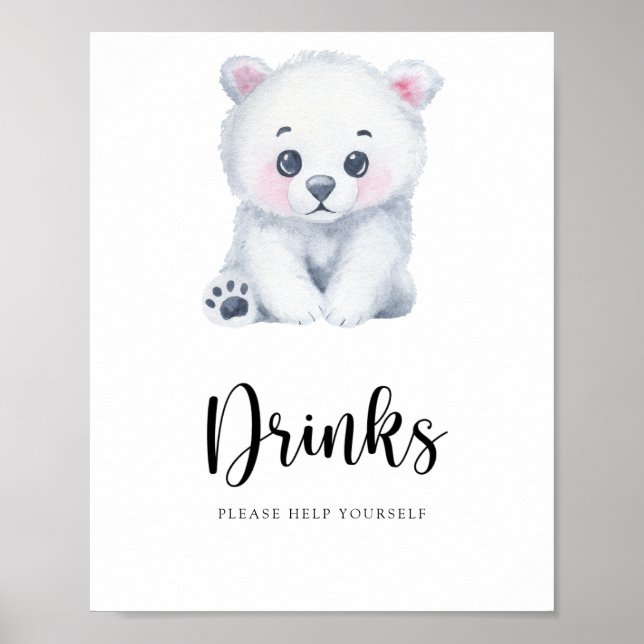 Polar bear - Drinks help yourself Poster (Front)