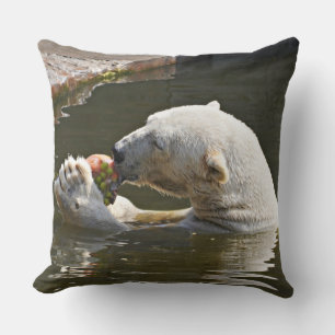 Polar Bear Eating Fruit Cosy Scene Cushion
