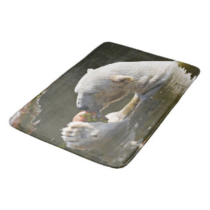 Polar Bear Eating Fruit Image Art Bath Mat