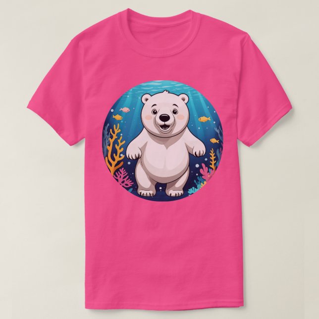 Polar Bear Exploring Underwater Depths T-Shirt (Design Front)