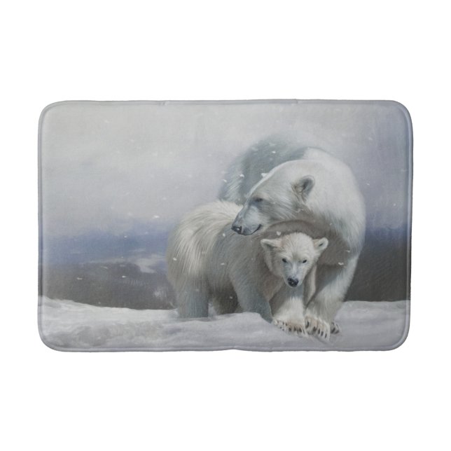 Polar Bear Family Bath Mat (Front)