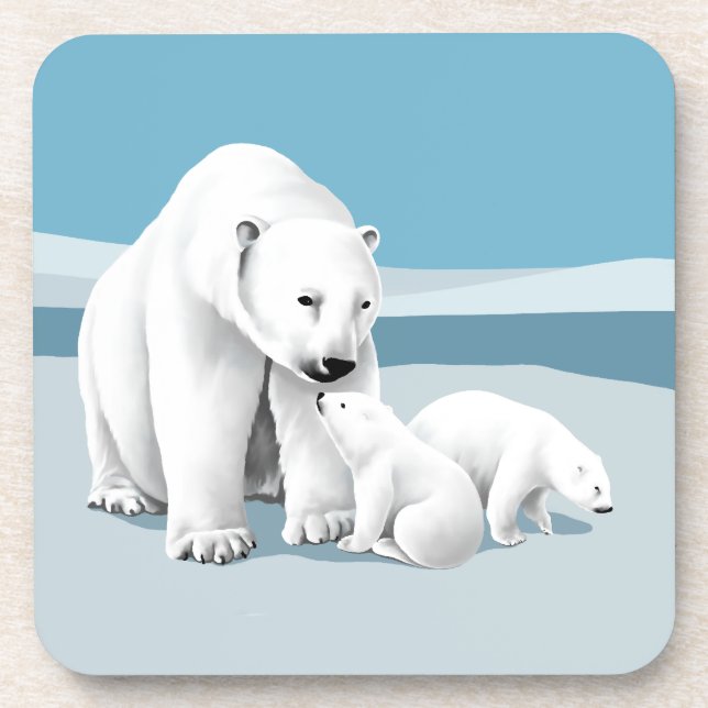 Polar Bear Family Coaster (Front)