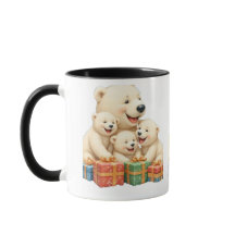 Polar Bear Family Holiday Mug Two-Tone Mug, 15 oz 