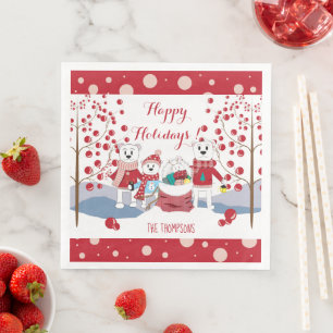 Polar Bear Family Holiday Party Paper Napkins