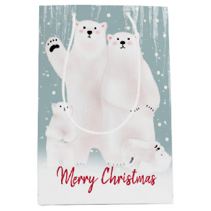 Polar Bear Family In Snow  Medium Gift Bag