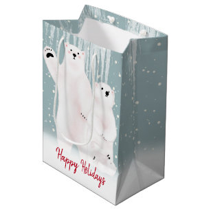 Polar Bear Family In Snow  Medium Gift Bag