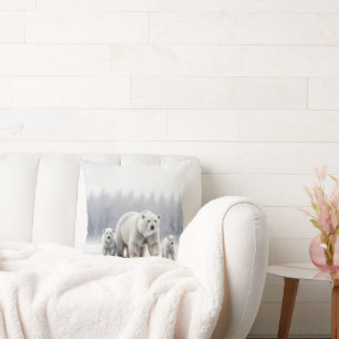 Polar Bear Family On an Ice Floe Cushion