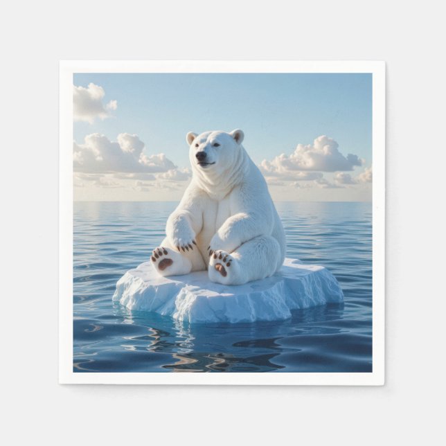 Polar Bear Floating On an Ice Floe Napkin (Front)
