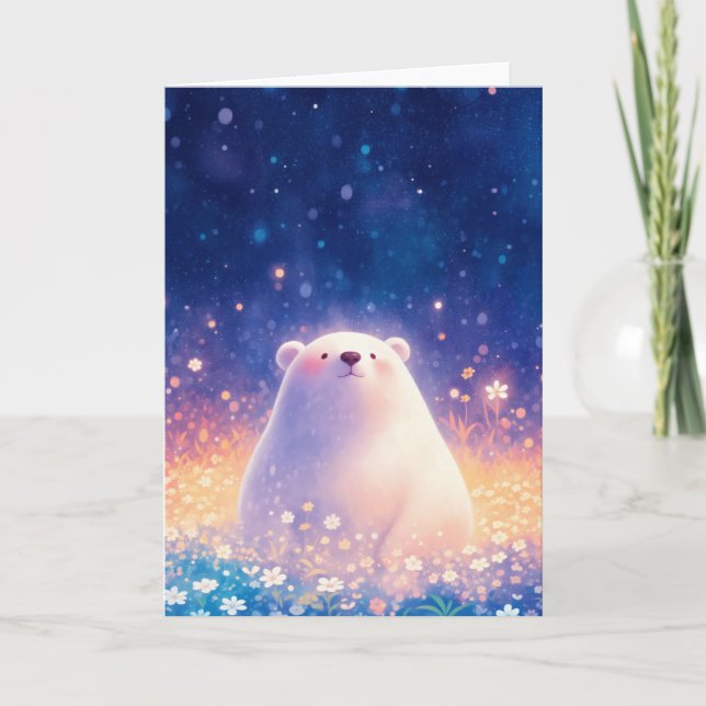 Polar Bear Floral World Card (Front)