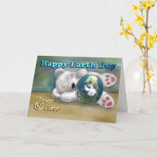 Polar Bear for Niece  holding planet Earth Day Card
