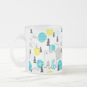 Polar bear frosted glass coffee mug