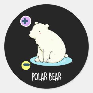 Polar Bear Funny Science Pun Dark BG Classic Round Sticker