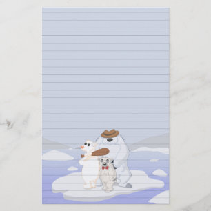 Polar Bear Gang on Ice Stationery (Ruled)
