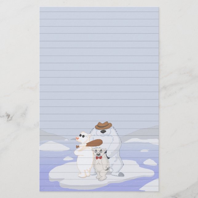 Polar Bear Gang on Ice Stationery (Ruled) (Front)