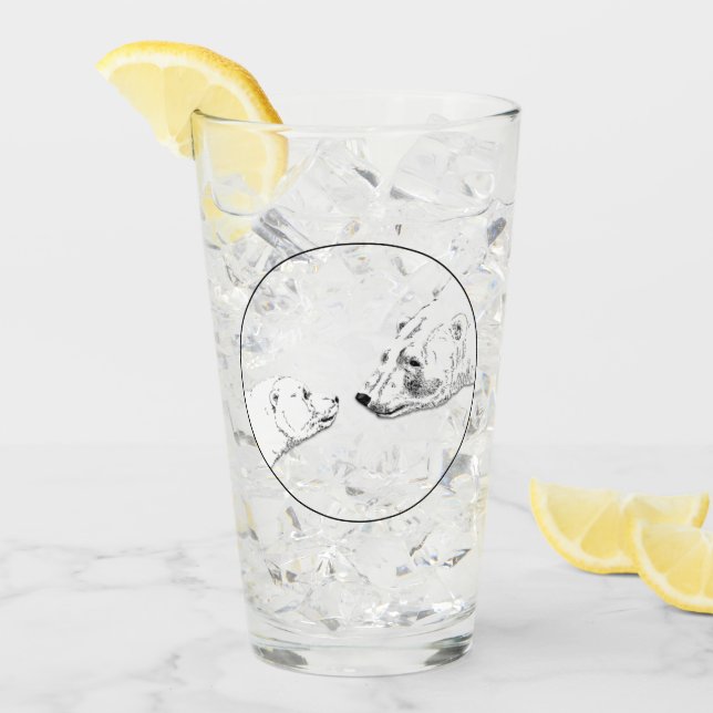 Polar Bear Glass Bear Art Glasses Personalise (Front Ice)