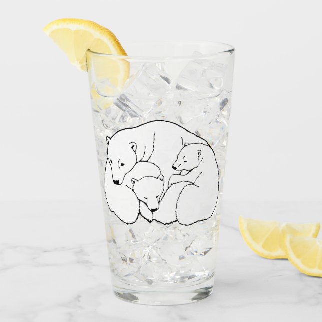 Polar Bear Glass Bear Cubs Glasses Personalise (Front Ice)