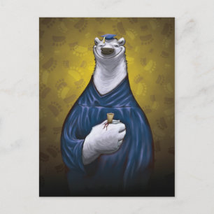 Polar Bear Graduation Post Card Blue