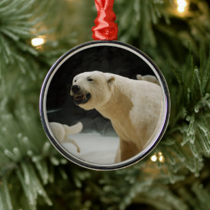 Polar Bear Grin Metal Tree Decoration
