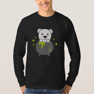 Polar Bear Halloween Cauldron Bat Happy Halloween T-Shirt