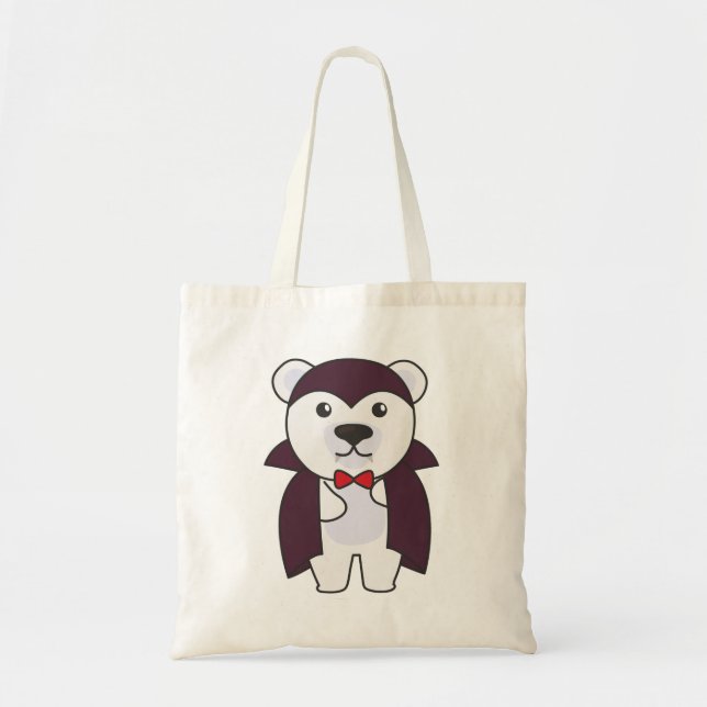 Polar Bear Halloween Cute Devil Kids Vampire Tote  Bag (Front)