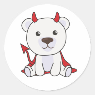 Polar Bear Halloween Cute Devil Kids Witches Class Classic Round Sticker
