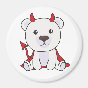 Polar Bear Halloween Cute Devil Kids Witches Magnet