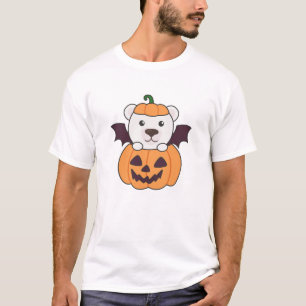 Polar Bear Halloween Pumpkin Bat Costume T-Shirt