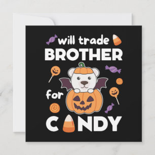 Polar Bear Halloween Swap Brother For Sweets Invitation