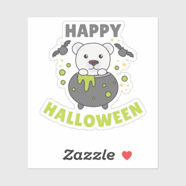 Polar Bear Happy Halloween Cauldron Bat (Sheet)