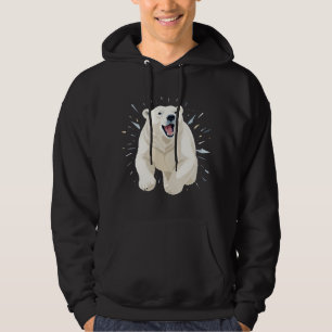 Polar Bear Happy Playful Fun Jumping Air Joyful Hoodie