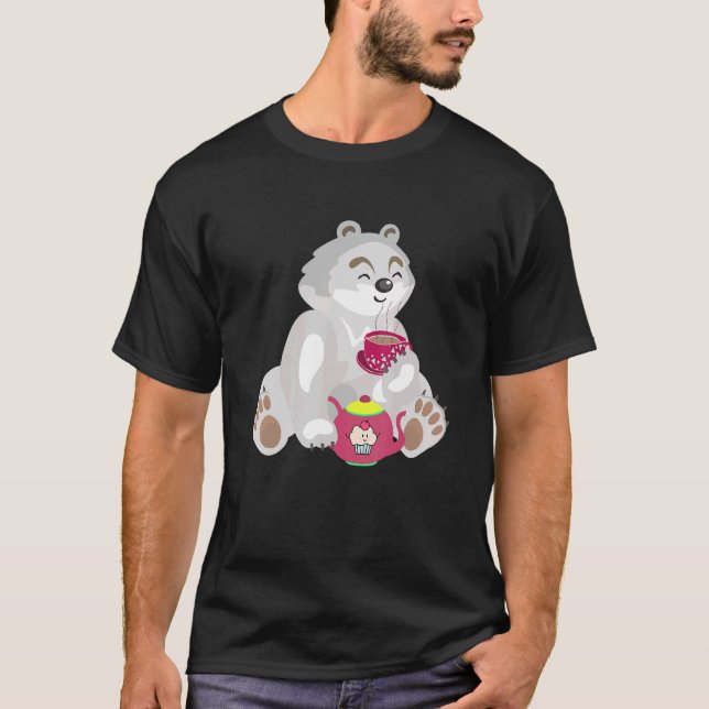 Polar Bear Having Tea Meme T-Shirt (Front)