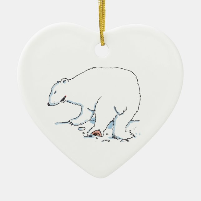 Polar Bear heart ceramic ornament (Front)