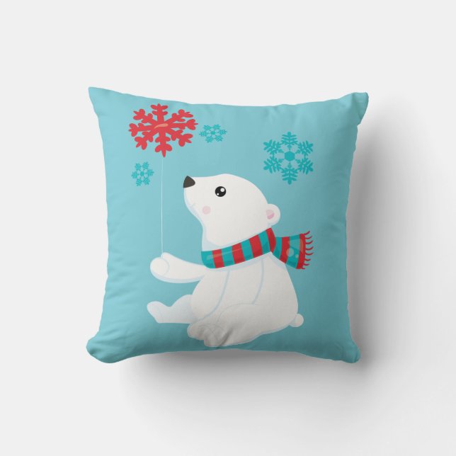 Polar Bear | Holiday Christmas Cushion (Front)