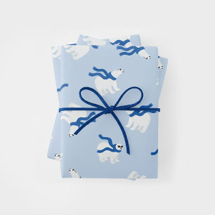 Polar Bear Holiday Wrapping Paper Sheet