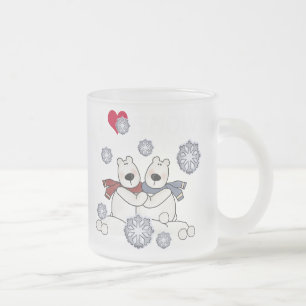 Polar Bear Hug Frosted Glass Coffee Mug
