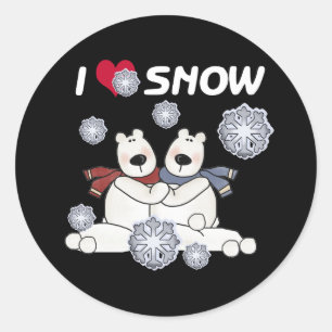 Polar Bear Hug Love Snow Winter Classic Round Sticker