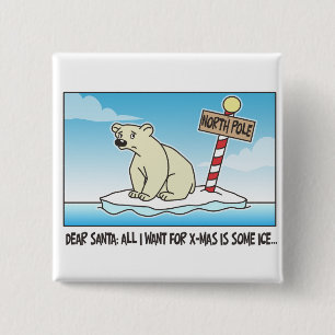 Polar Bear Ice Christmas 15 Cm Square Badge