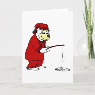 Polar Bear Ice Fishing Holiday Card